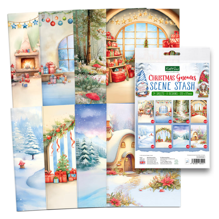 Christmas Gnomes Scene Stash, 24 sheets