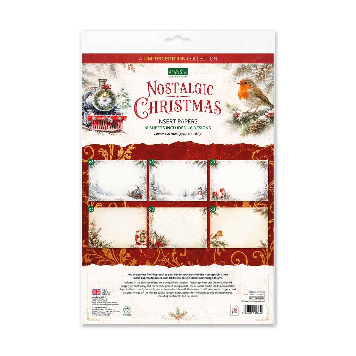 Nostalgic Christmas Insert Papers, 18 sheets — Katy Sue Designs