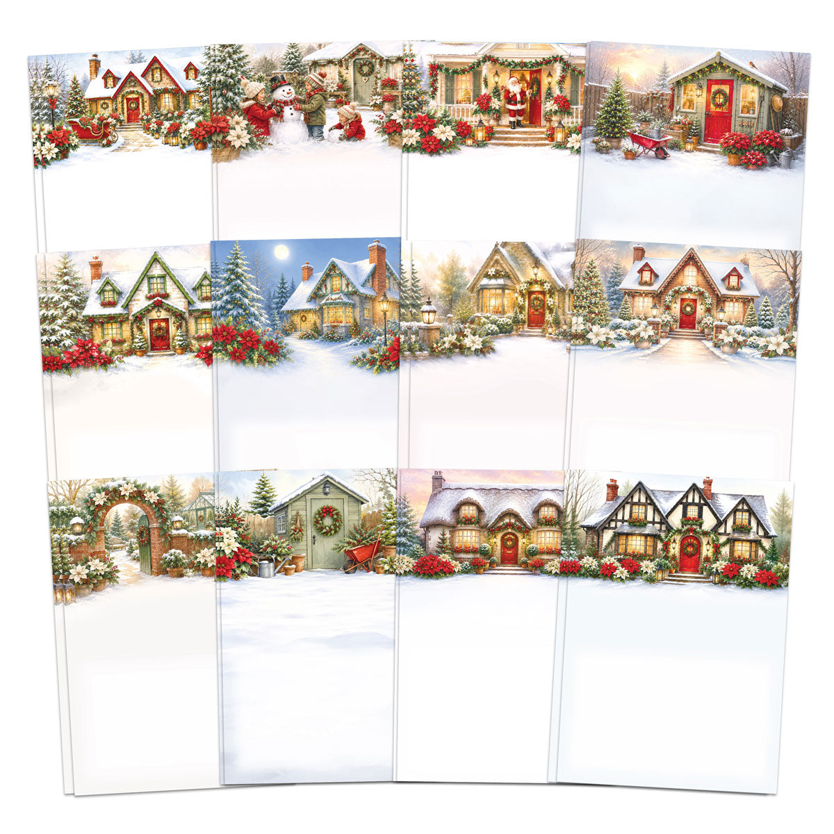 Poinsettia Garden Scene Stash, 24 Sheets