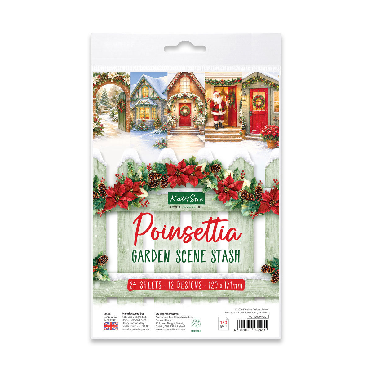 Poinsettia Garden Scene Stash, 24 Sheets