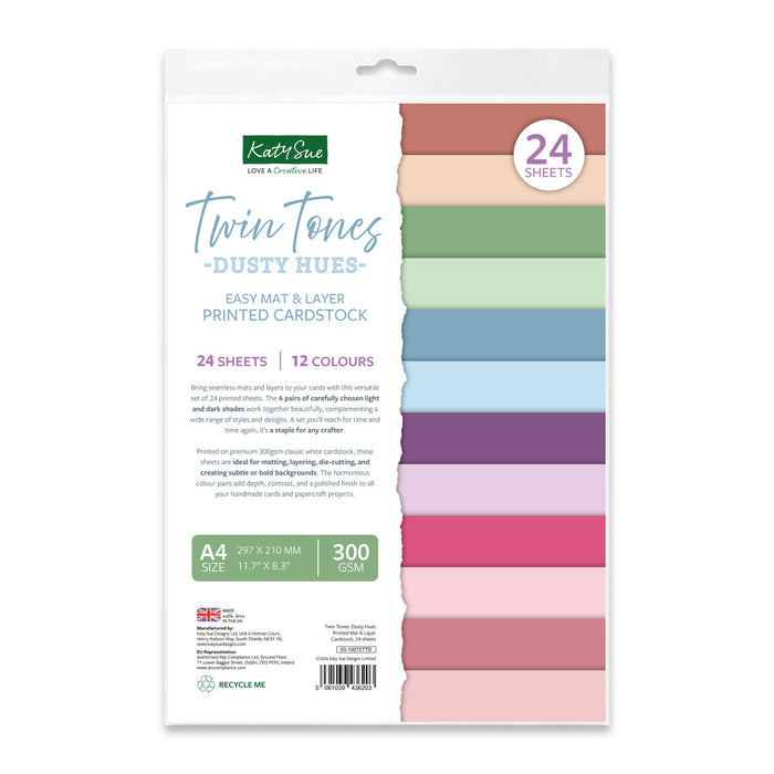 Twin Tones - Dusty Hues Printed Mat & Layer Cardstock, 24 sheets