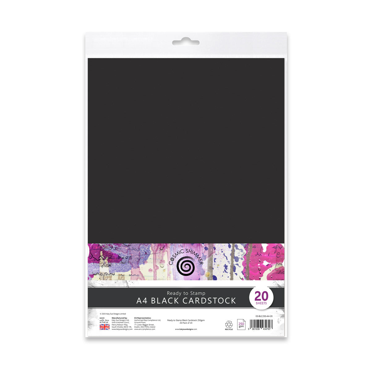 Ready to Stamp Black Cardstock 250gsm A4, pack of 20