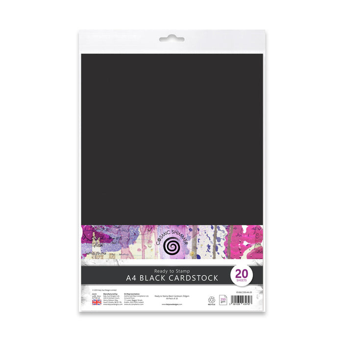 Ready to Stamp Black Cardstock 250gsm A4, pack of 20