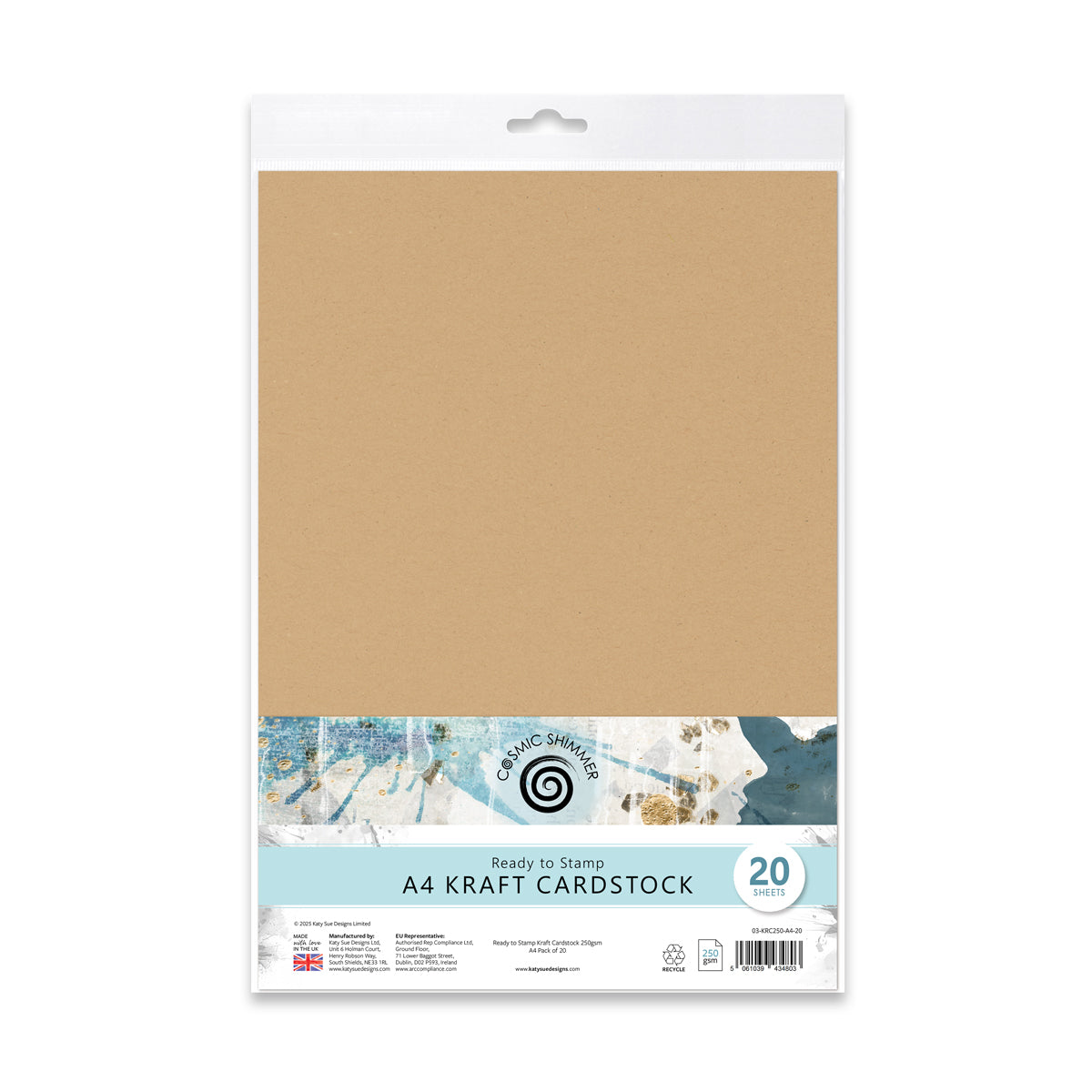 Ready to Stamp Kraft Cardstock 250gsm A4, Pack of 20