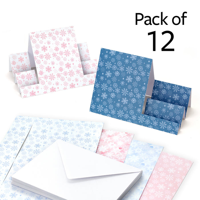 Snowflake Stepper Cards & Envelopes - Pack of 12