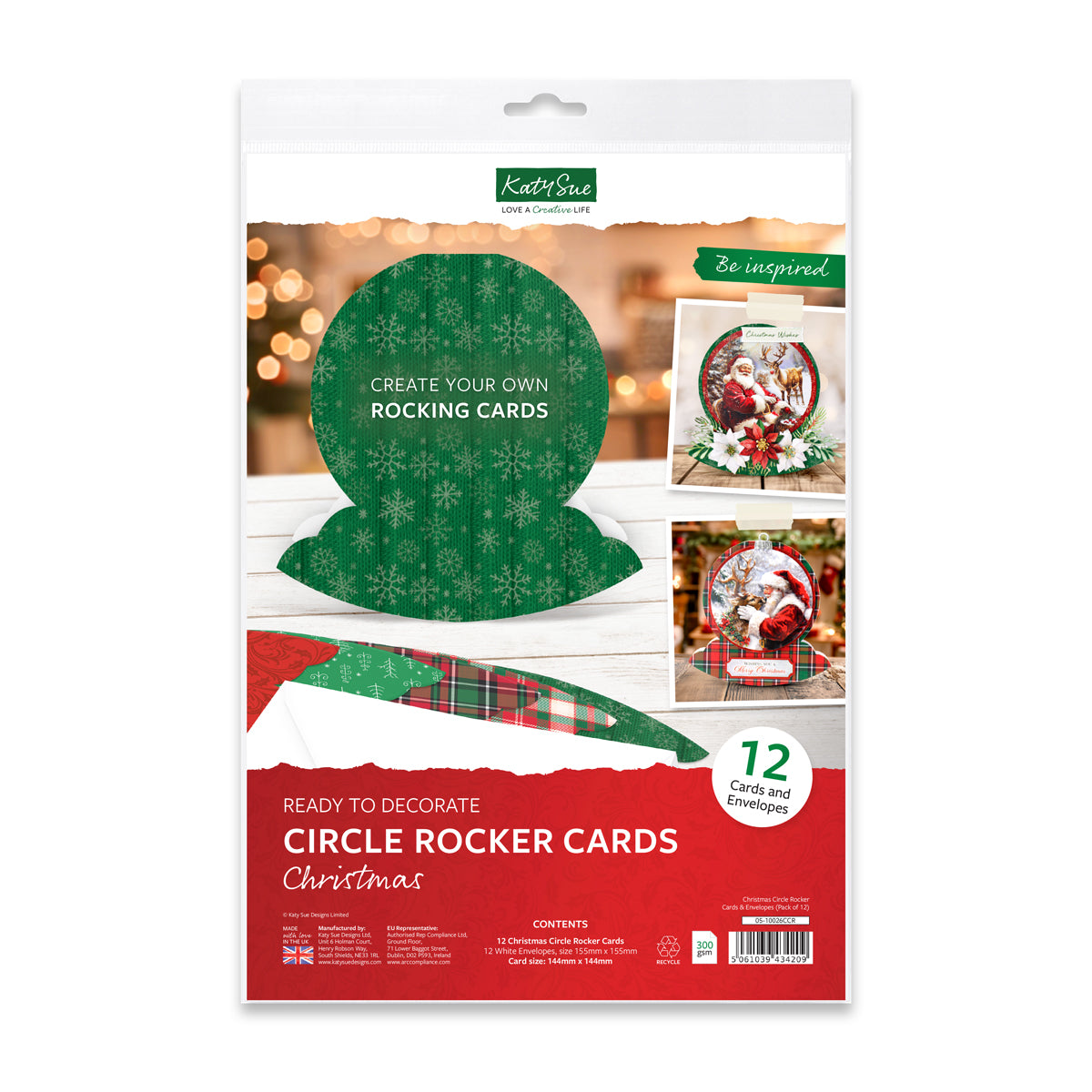 Christmas Circle Rocker Cards & Envelopes, Pack of 12