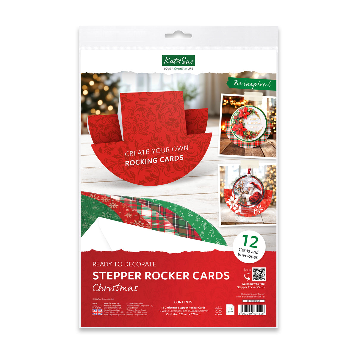Christmas Stepper Rocker Cards & Envelopes, Pack of 12 — Katy Sue Designs