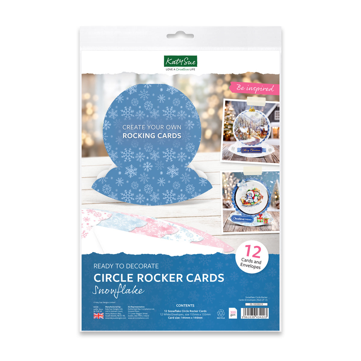 Snowflake Circle Rocker Cards & Envelopes, Pack of 12 — Katy Sue Designs