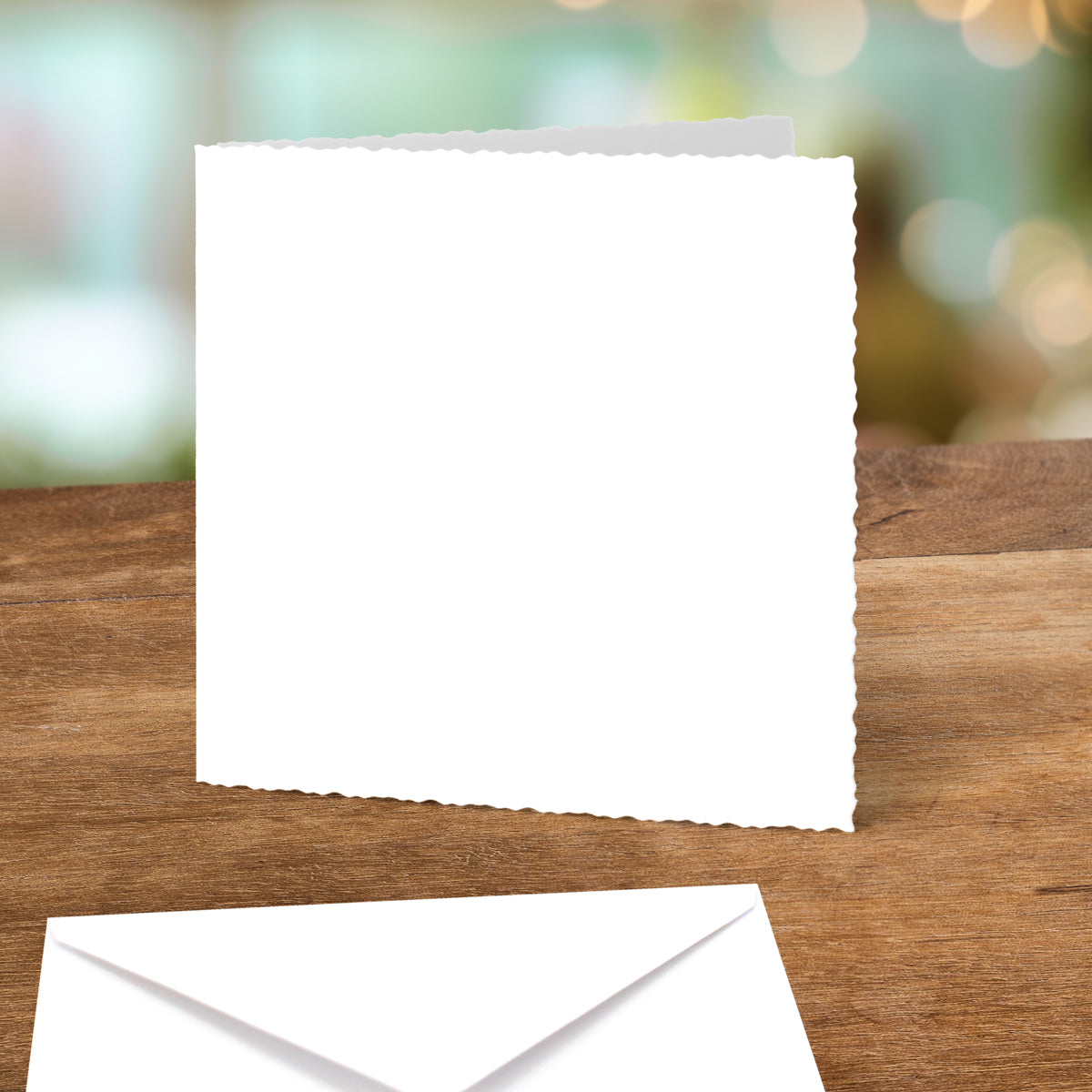 White Deckle Edged Cards & Envelopes, Mixed Sizes, pack of 12