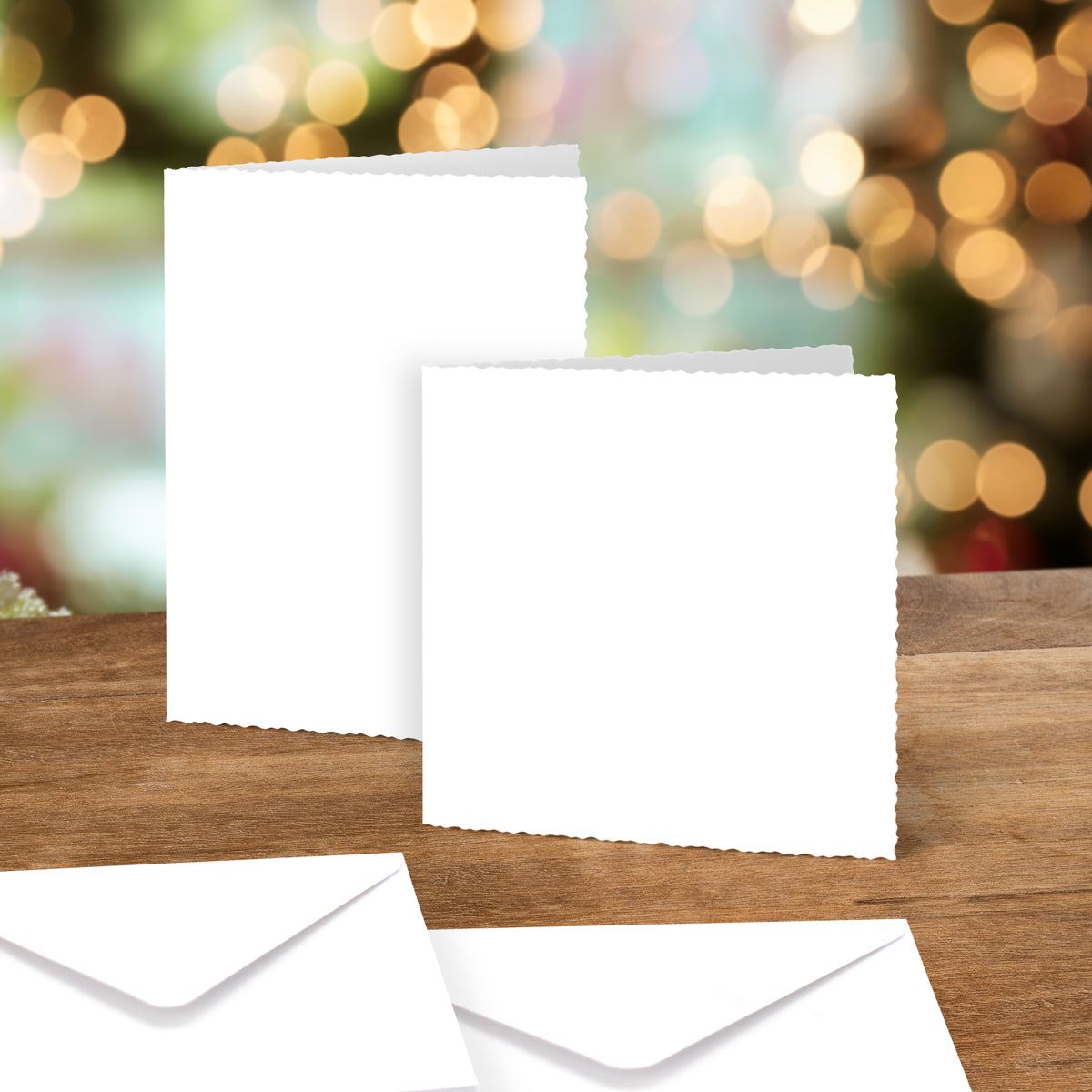 White Deckle Edged Cards & Envelopes, Mixed Sizes, pack of 12