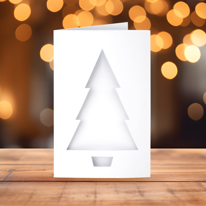 White Christmas Tree Aperture Cards 114x178mm (pack of 10)