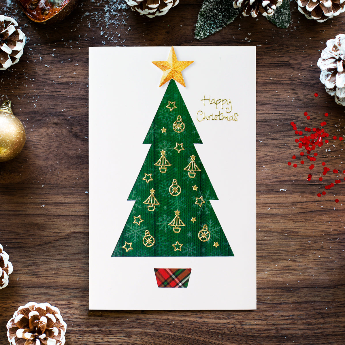 White Christmas Tree Aperture Cards 114x178mm (pack of 10) — Katy Sue