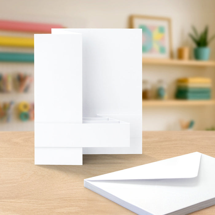 White 5x7 Side Pop Up Cards & Envelopes 127x178mm, pack of 12