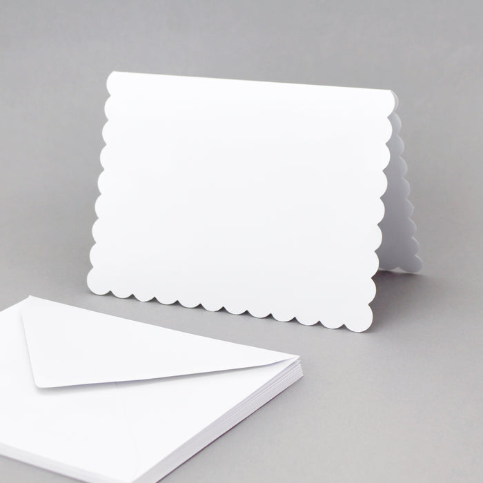 White Scalloped Edged Cards & Envelopes 150x203mm, Pack of 10
