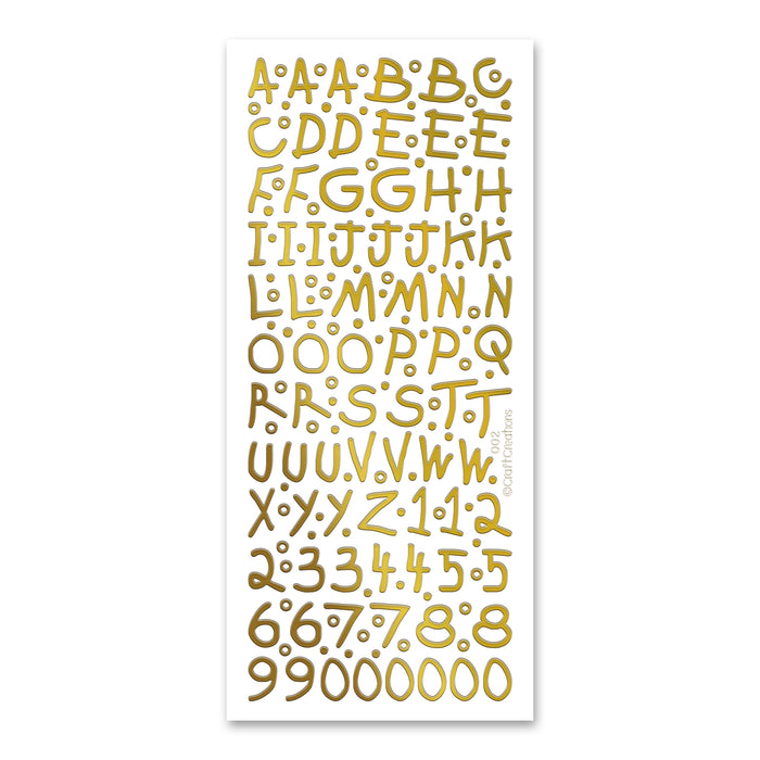 15mm Children's ABC Gold Self Adhesive Peel Off Stickers
