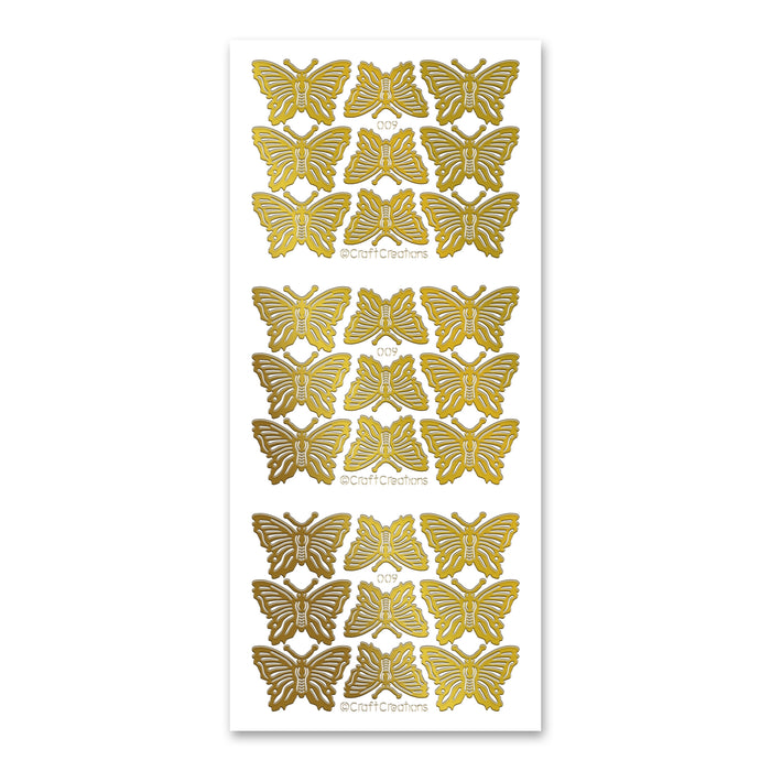 Butterflies (M) Gold Self Adhesive Peel Off Stickers