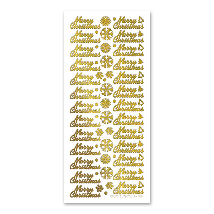 Merry Christmas(M) Gold Self Adhesive Peel Off Stickers