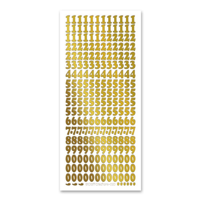 11mm Numbers Gold Self Adhesive Peel Off Stickers