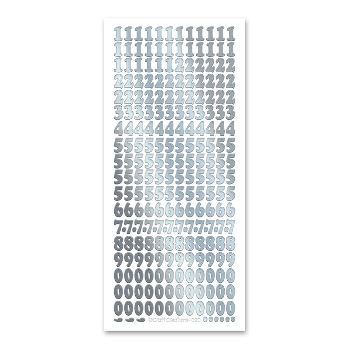 11 mm Zahlen-Aufkleber in Silber, selbstklebend, abziehbar