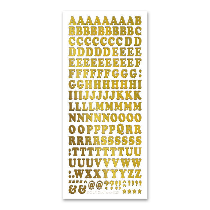 11mm Uppercase Alphabet Gold Self Adhesive Peel Off Stickers