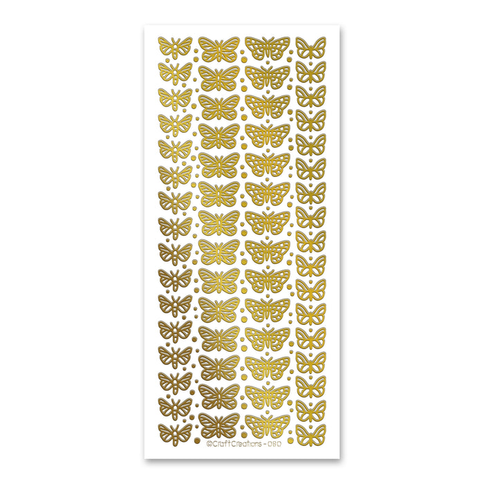 Small Butterflies Gold Self Adhesive Peel Off Stickers