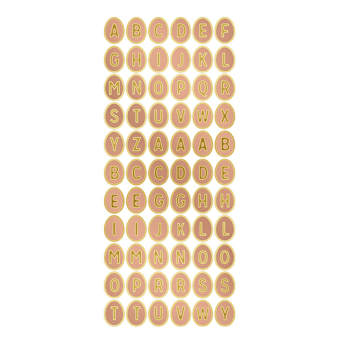 Egg Alphabet Copper / Gold Self Adhesive Stickers