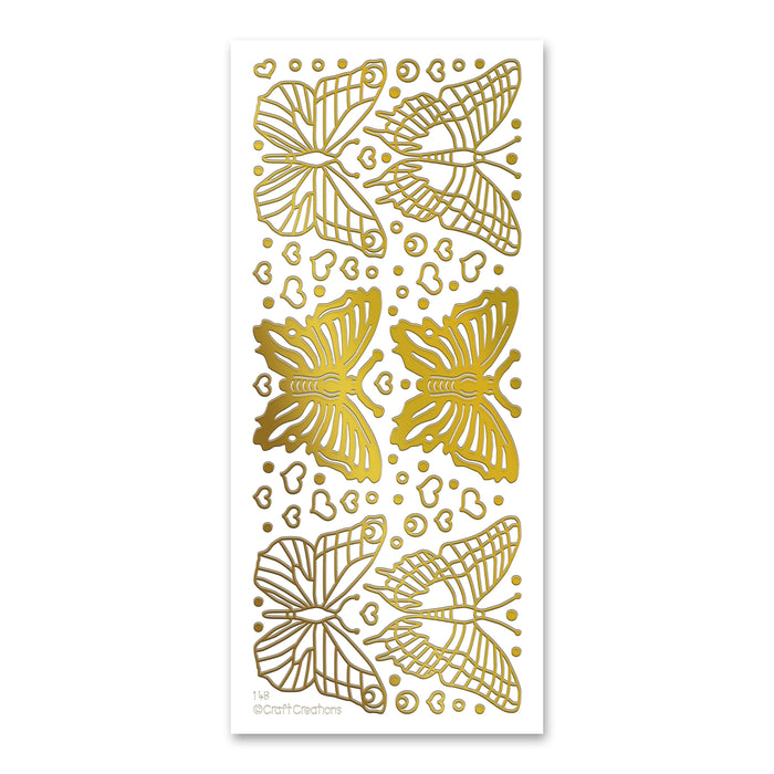 Extra Large Butterflies Gold Self Adhesive Peel Off Stickers