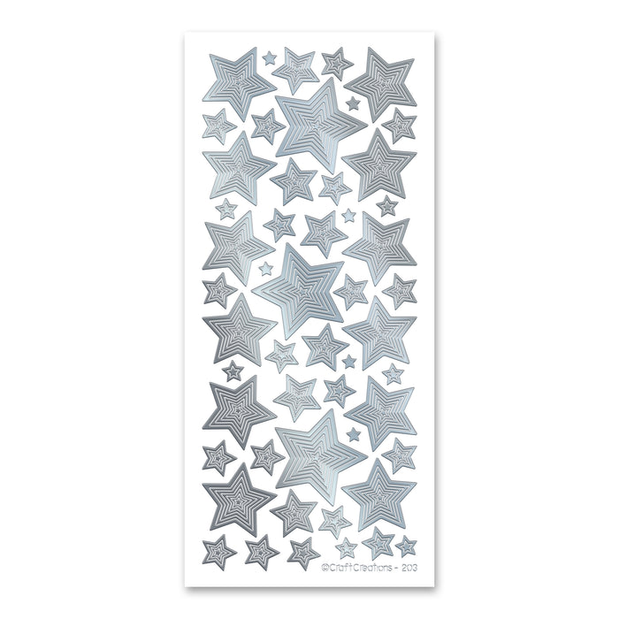 Multi Stars (M&S) Silver Self Adhesive Peel Off Stickers