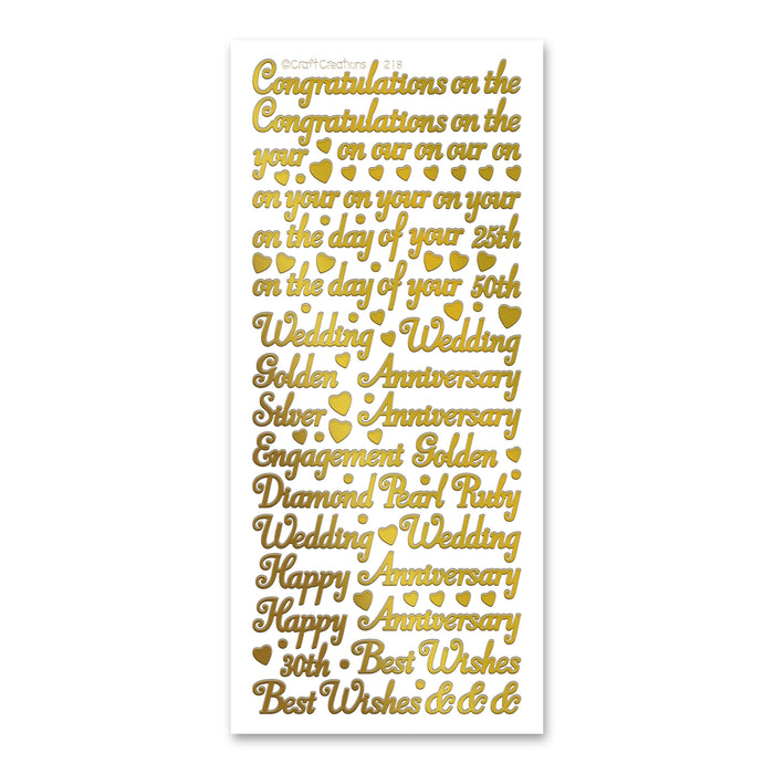 Mixed Congratulations Gold Self Adhesive Peel Off Stickers