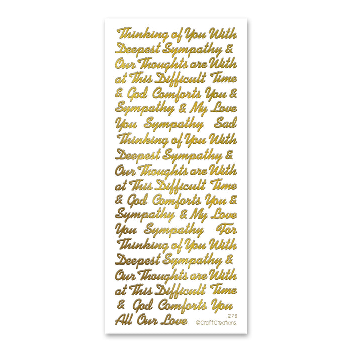 Mix Sympathy Words (S) Gold Self Adhesive Peel Off Stickers