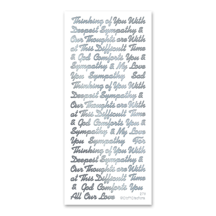 Mix Sympathy Words (S) Silver Adhesive Peel Off Stickers