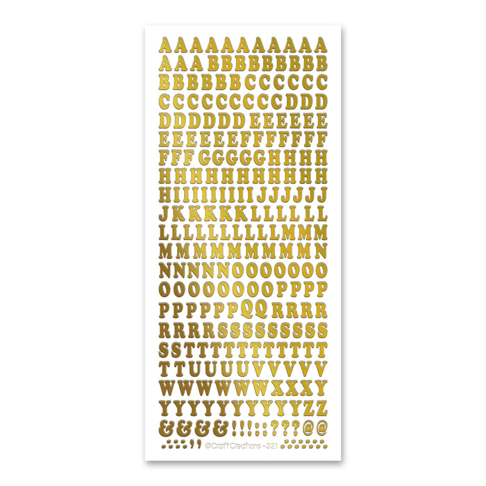 8 mm U/Case-Buchstaben, goldfarben, selbstklebende, abziehbare Aufkleber