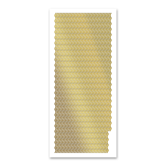 Wavy Border Lines  Gold Self Adhesive Peel Off Stickers