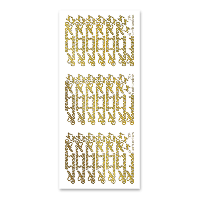 Handmade by  Gold Self Adhesive Peel Off Stickers