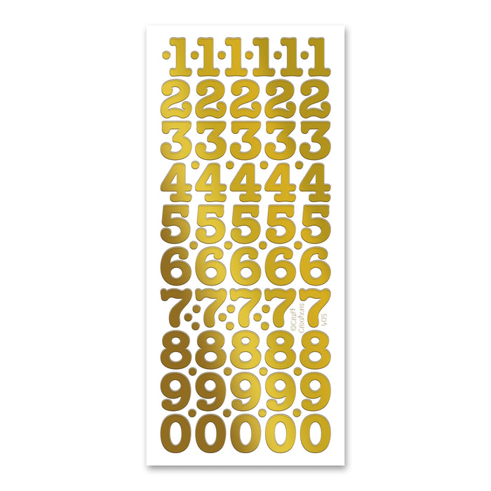 20mm Numbers Gold Self Adhesive Peel Off Stickers