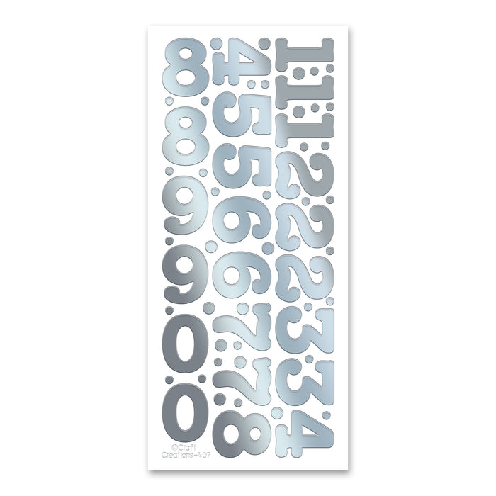 30mm Numbers  Silver Self Adhesive Peel Off Stickers