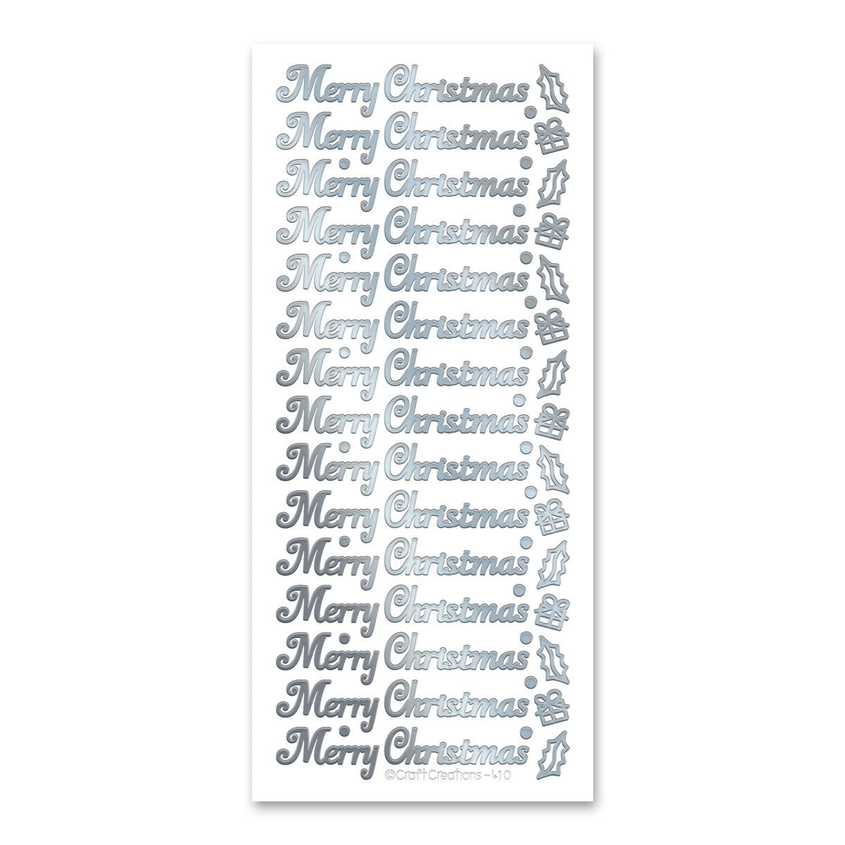 Merry Christmas Silver Self Adhesive Peel Off Stickers