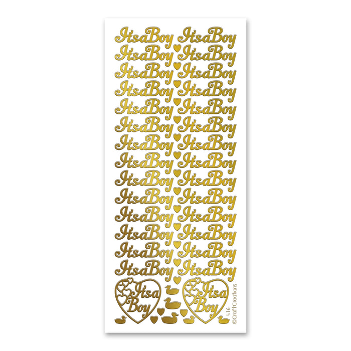 It's A Boy Gold Self Adhesive Peel Off Stickers