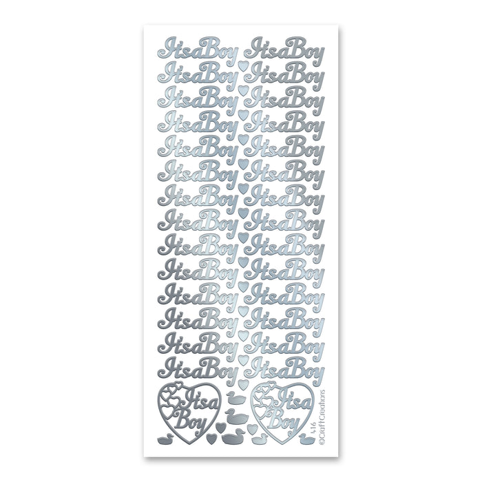 It's A Boy Silver Self Adhesive Peel Off Stickers