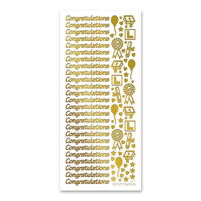 Congratulations - Small  Gold Adhesive Peel Off Stickers