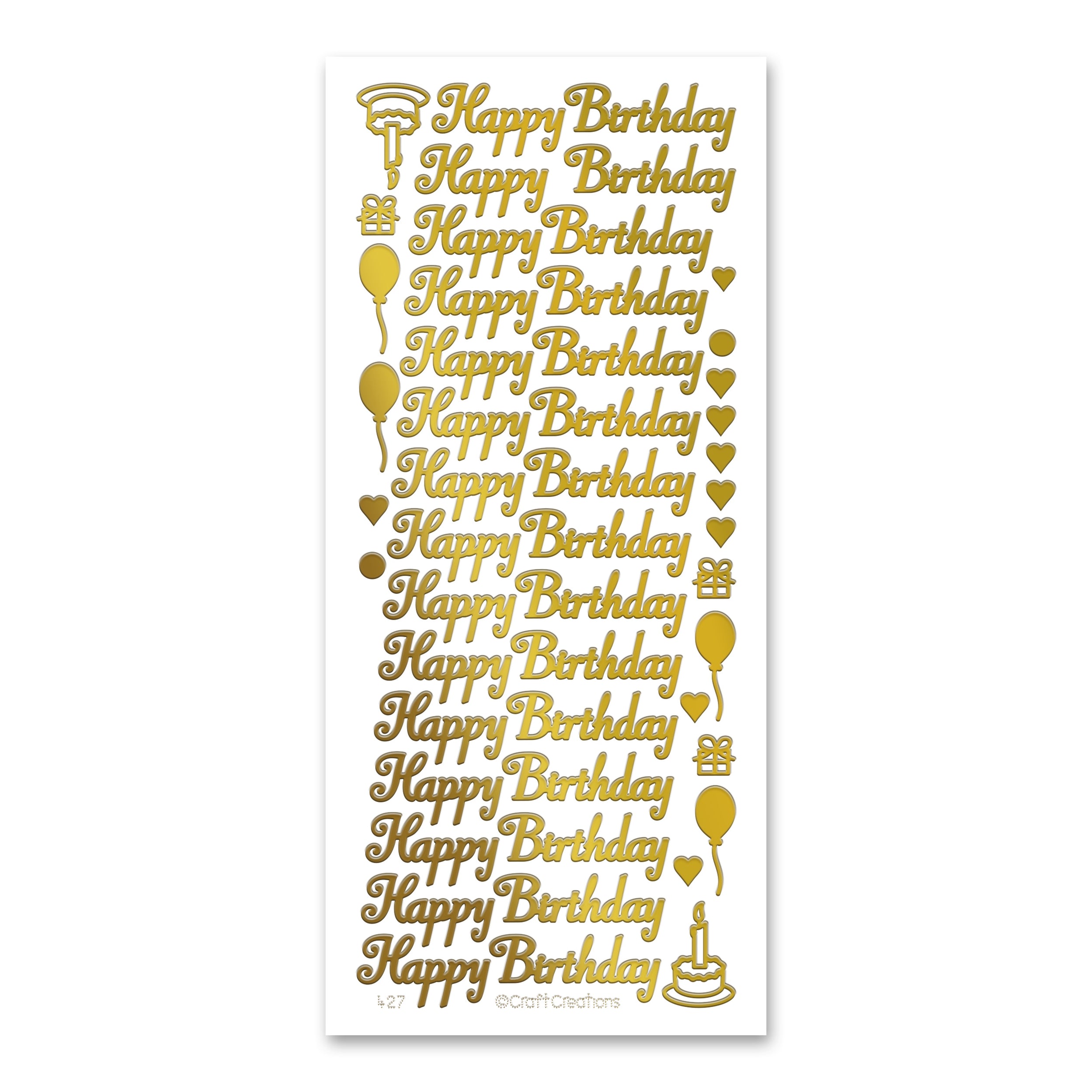 Happy Birthday Gold Self Adhesive Peel Off Stickers — Katy Sue Designs