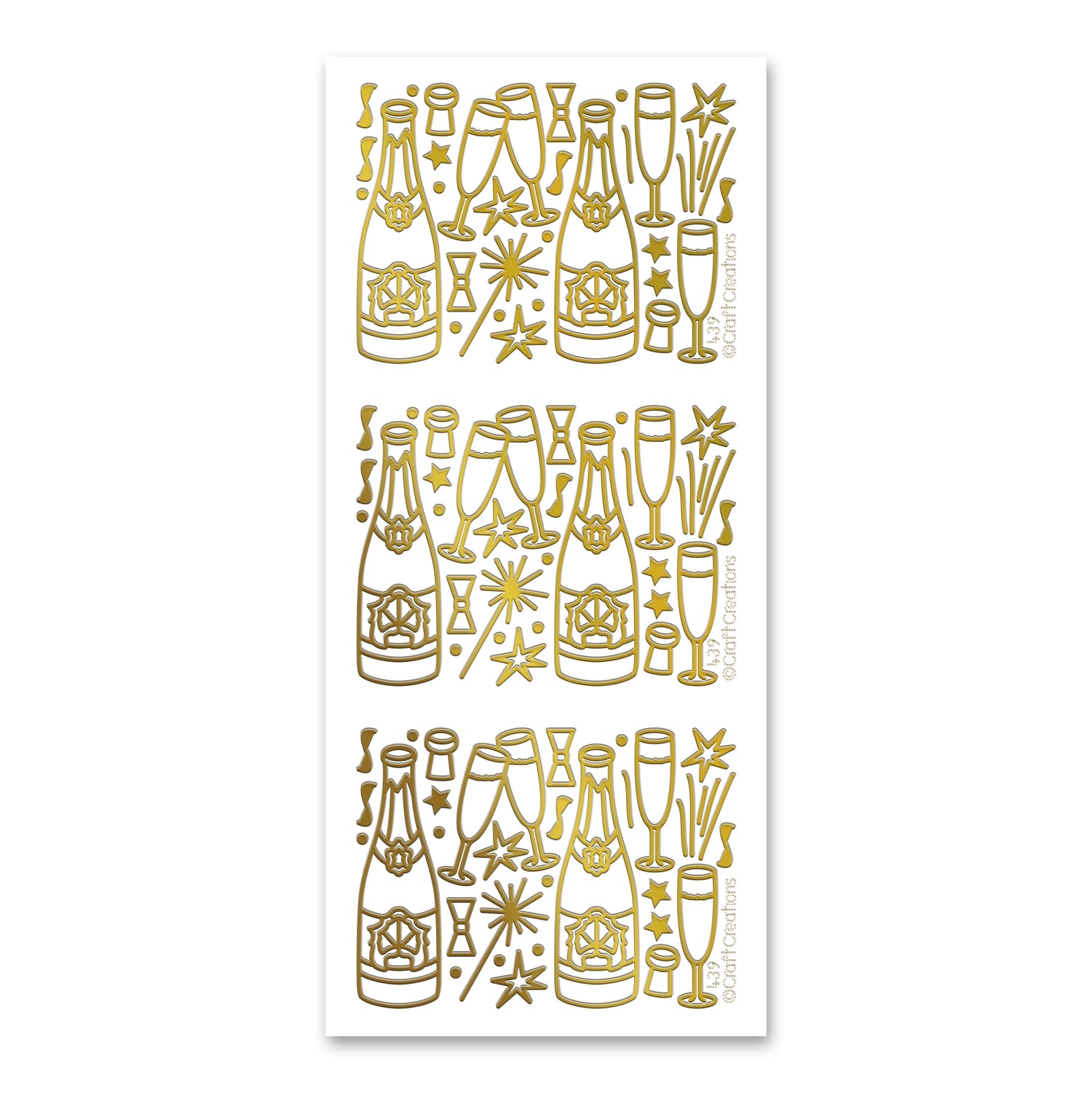 Champagne and Glasses  Gold Self Adhesive Peel Off Stickers
