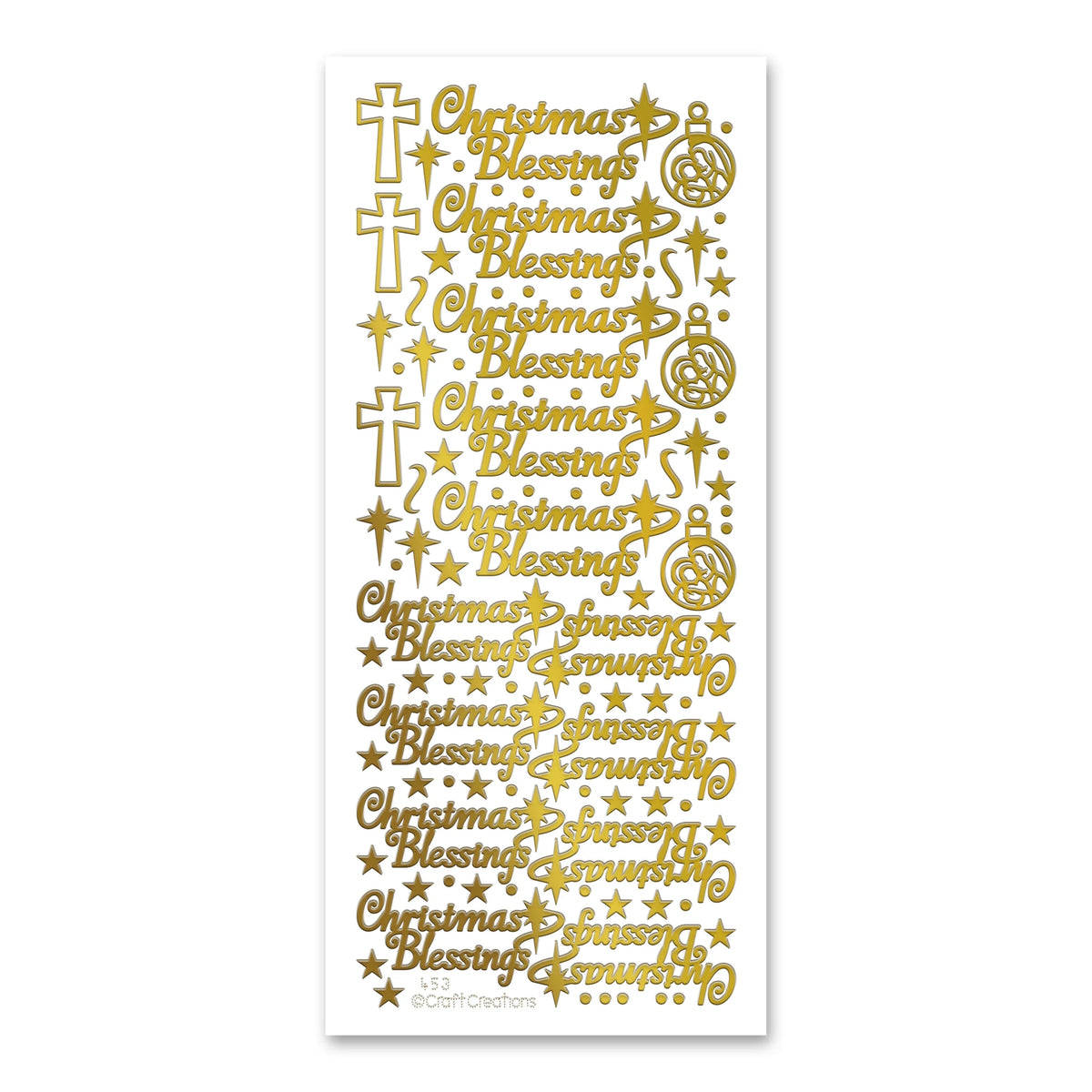 Christmas Blessings Gold Self Adhesive Stickers — Katy Sue Designs