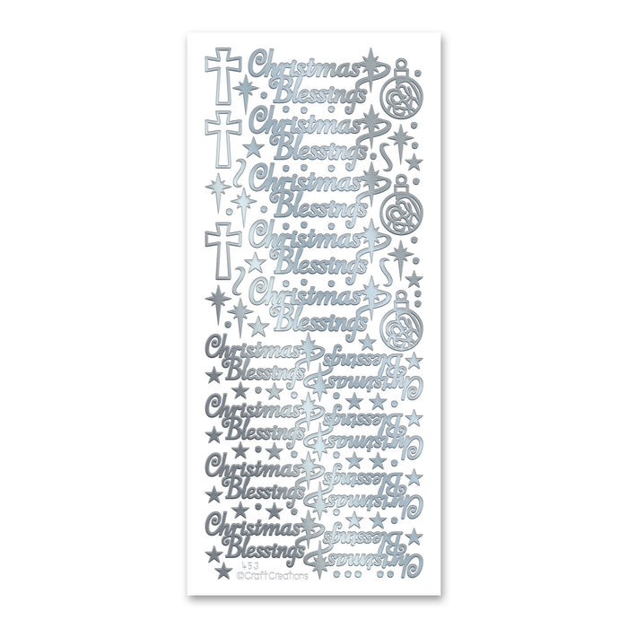 Christmas Blessings  Silver Self Adhesive Stickers