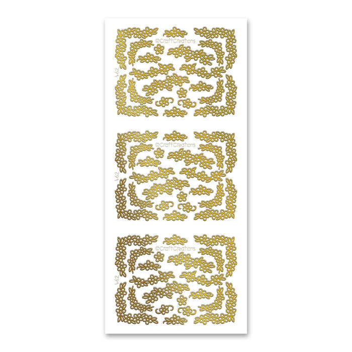 Daisies And Corners Gold Self Adhesive Stickers