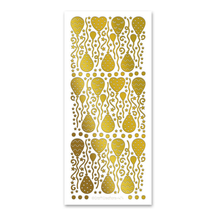 Balloons  Gold Self Adhesive Stickers