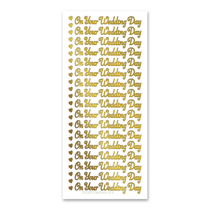 On Your Wedding Day  Gold Self Adhesive Stickers