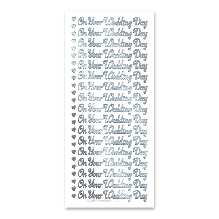 On Your Wedding Day  Silver Self Adhesive Stickers