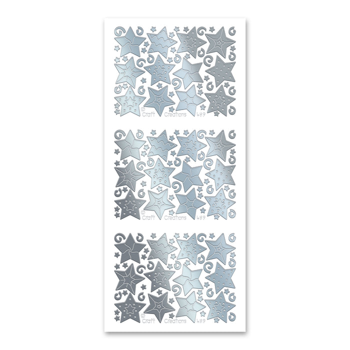 Fancy Stars  Silver Self Adhesive Stickers