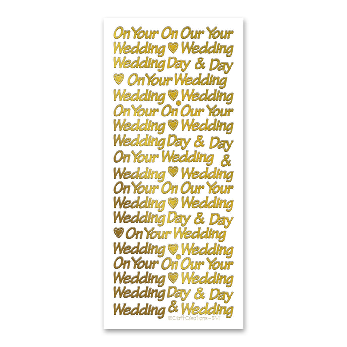 Wedding Day Gold Self Adhesive Stickers